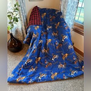 Vintage rodeo / buffalo plaid twin size child’s comforter